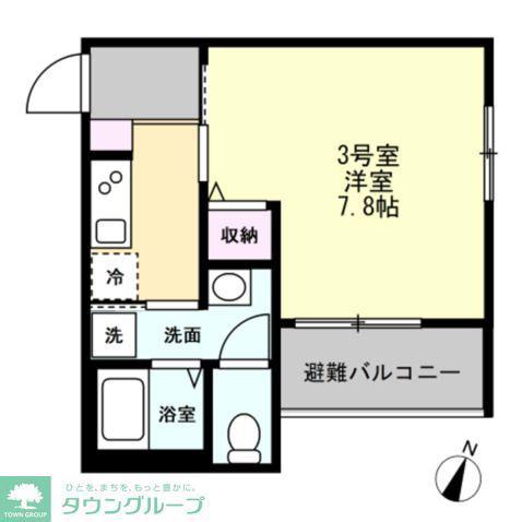 フォレストテラス鶴間(1K/1階)の間取り写真