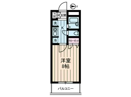 ヴィレッジ・イン・富士見丘(1K/6階)の間取り写真