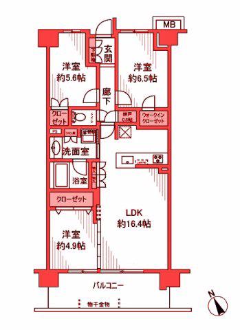 プラウド日吉(3LDK/2階)の間取り写真