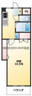 第8年見マンション(1K/6階)の間取り写真