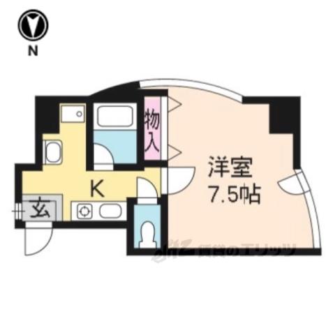CASA祇園(1K/3階)の間取り写真