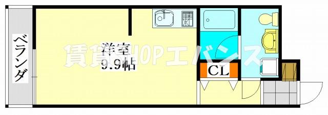 プレミールS(ワンルーム/4階)の間取り写真