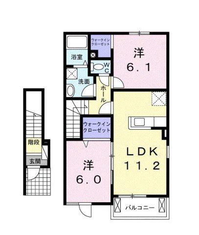 橙II棟(2LDK/2階)の間取り写真