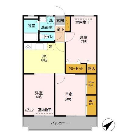 ファインステージ鴻巣(2LDK/1階)の間取り写真
