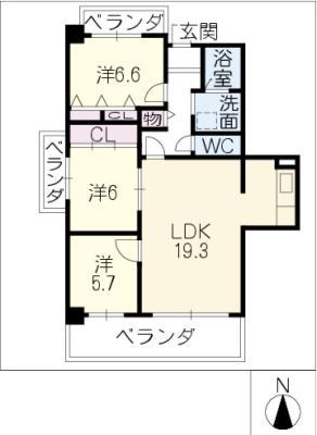 ウィン・コート白川(3LDK/5階)の間取り写真
