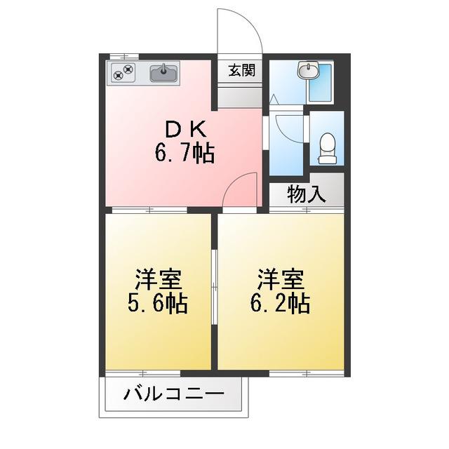 タウンコートANGEL A(2DK/2階)の間取り写真