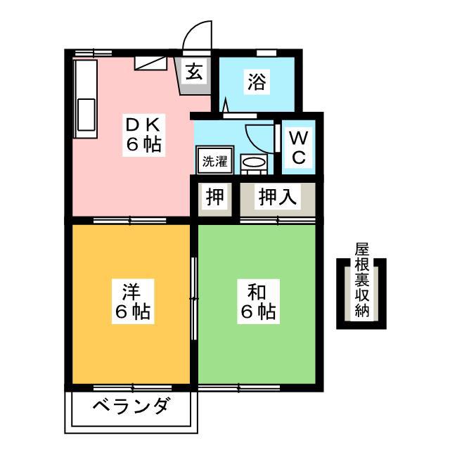 サンライズ湘南(2DK/2階)の間取り写真