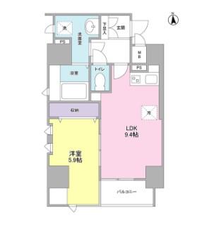 ISSEI RESIDENCE神楽坂(1LDK/5階)の間取り写真