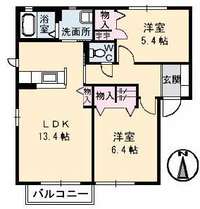 レフィナード(2LDK/1階)の間取り写真