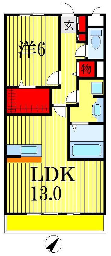 エクセル西船橋II(1LDK/3階)の間取り写真