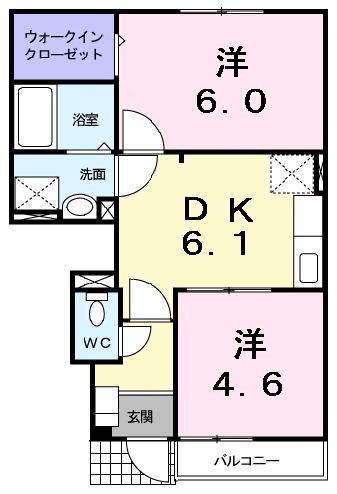 ベル シャトーI(2DK/1階)の間取り写真