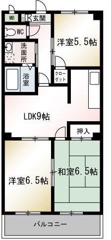 タイワード朝志(3LDK/3階)の間取り写真