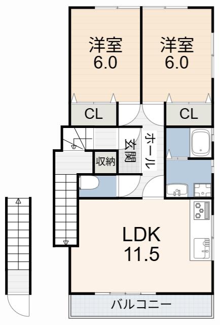ステーションハイツ(2LDK/2階)の間取り写真