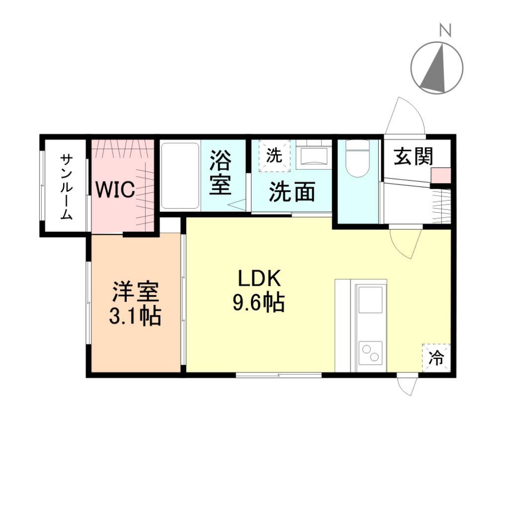 MONT BLANC四ツ葉町(1LDK/1階)の間取り写真