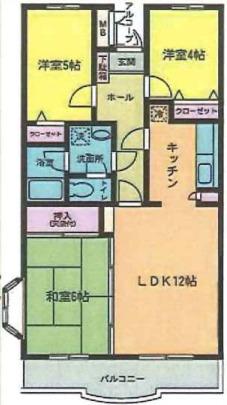 アーク河辺(3LDK/4階)の間取り写真
