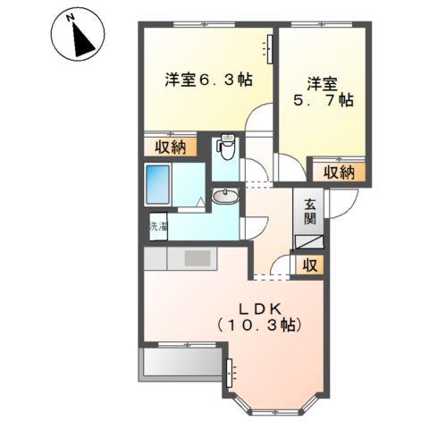 CHUCK BERRY HILLS(2LDK/2階)の間取り写真