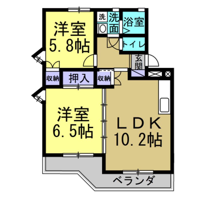 パルやなべ(2LDK/2階)の間取り写真