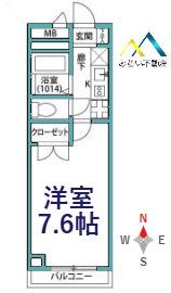 アンプルールフェール横浜子安台(1K/2階)の間取り写真