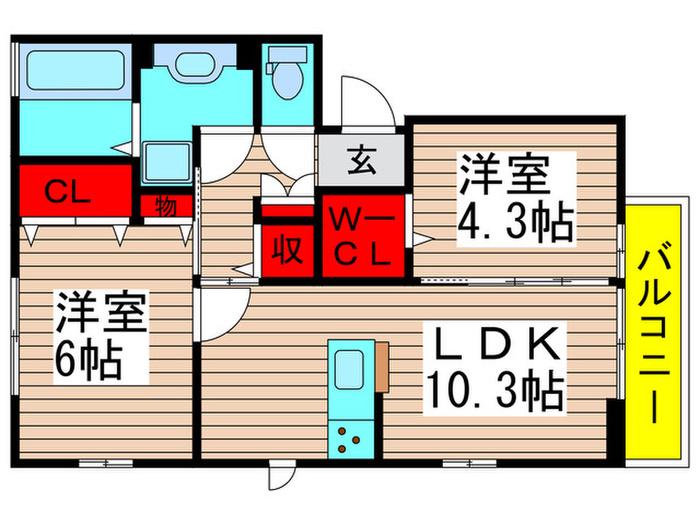 ポラリス(2LDK/3階)の間取り写真