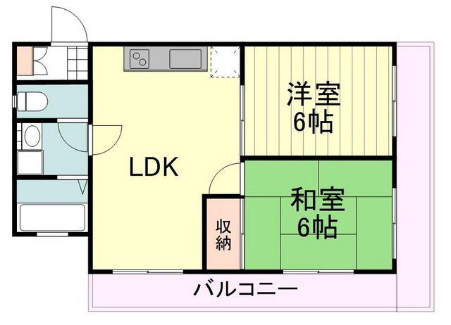 ロベリア国立(2LDK/3階)の間取り写真