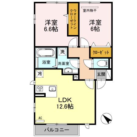 ラテール メイキラ(2LDK/2階)の間取り写真