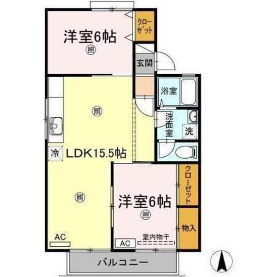 ドミール土井A棟(2LDK/2階)の間取り写真