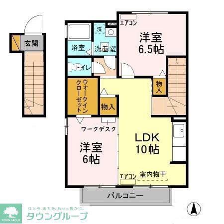 グリーンヴィラカラビナR(2LDK/2階)の間取り写真