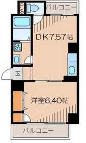 パレ綾瀬(1DK/7階)の間取り写真