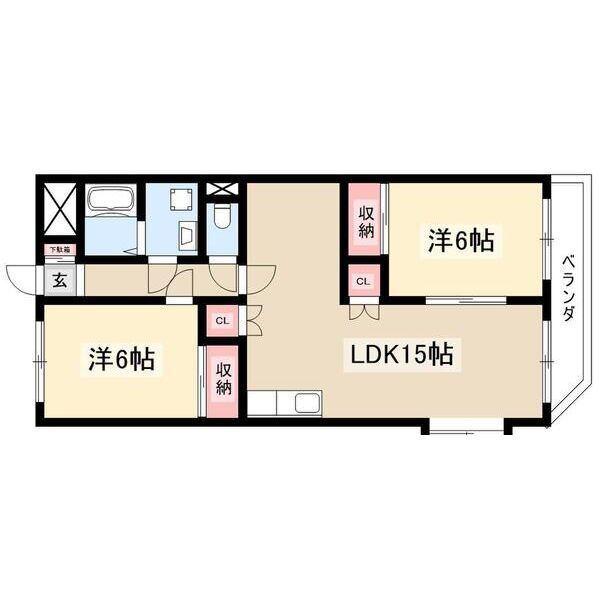 ロイヤルマンション横井(2LDK/4階)の間取り写真