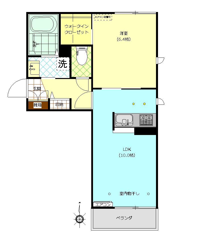 SHMパレスハイブリッヂ(1LDK/2階)の間取り写真