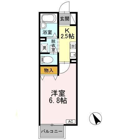 VIEW COURTII(1K/1階)の間取り写真