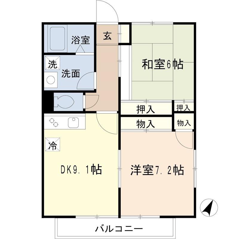 日暮里・舎人ライナー 谷在家駅 徒歩24分 2階建 築28年(2DK/2階)の間取り写真