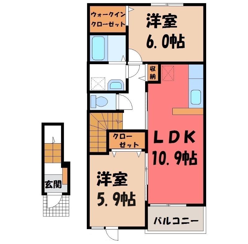 グロウステイト S(2LDK/2階)の間取り写真
