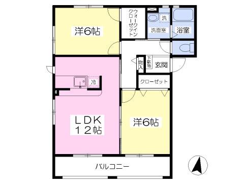 クレシェンド・IV(2LDK/2階)の間取り写真