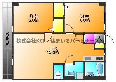 組坂ビルNO.8(2LDK/2階)の間取り写真