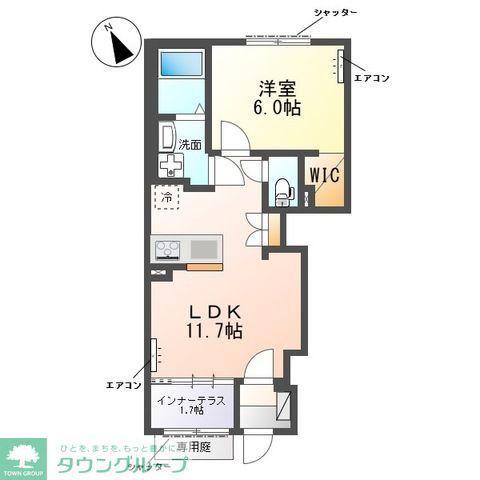 グリーンビレッジVII(1LDK/1階)の間取り写真