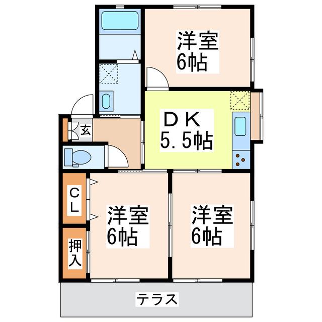 リトモ松橋(3DK/1階)の間取り写真