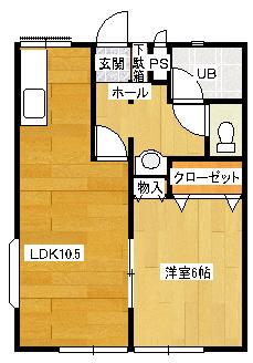 ラルジュK1(1LDK/2階)の間取り写真