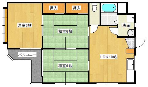 コーポねずみや(3DK/2階)の間取り写真