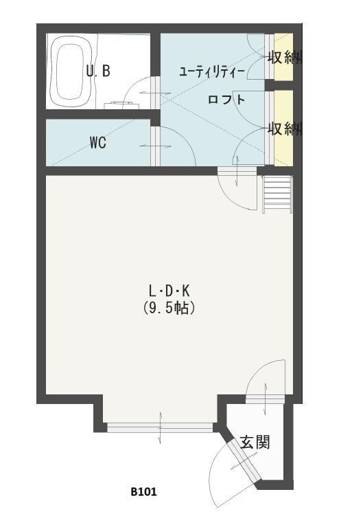 ハイツイワクラB棟(ワンルーム/1階)の間取り写真