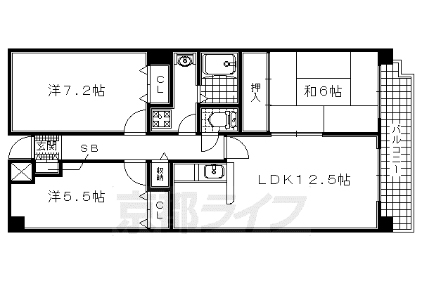 フレックス戸ノ内(3LDK/2階)の間取り写真