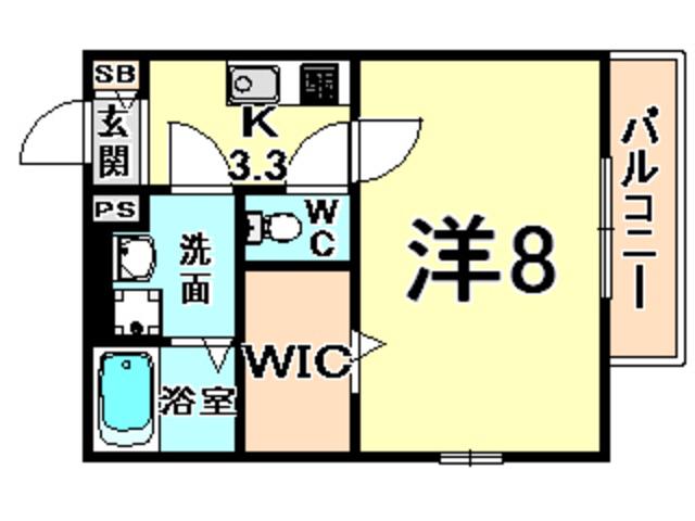パインフィールド(1K/2階)の間取り写真
