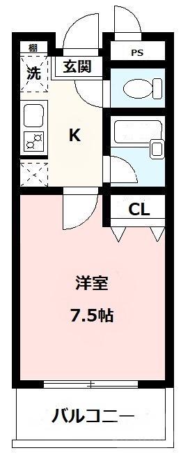 コアティーパートI(1K/3階)の間取り写真