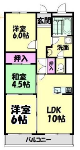 マンションナシマ(3LDK/1階)の間取り写真