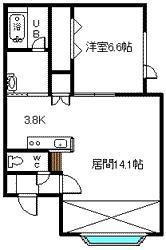 セレーノA(1LDK/2階)の間取り写真