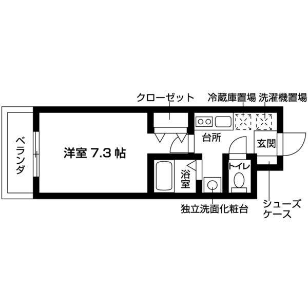 ル・レーヴ向山 II(1K/1階)の間取り写真