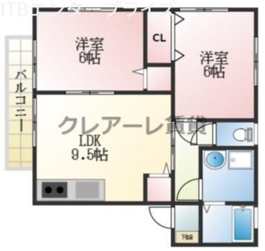 ハイツカローラ(2LDK/1階)の間取り写真