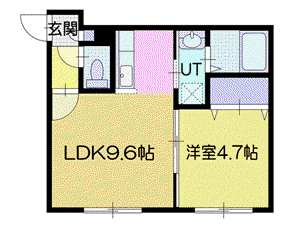 ルチアーノひばりが丘(1LDK/4階)の間取り写真