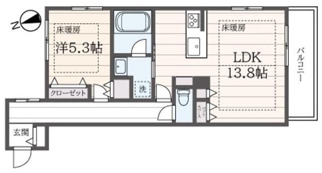 LUPINUS(1LDK/2階)の間取り写真