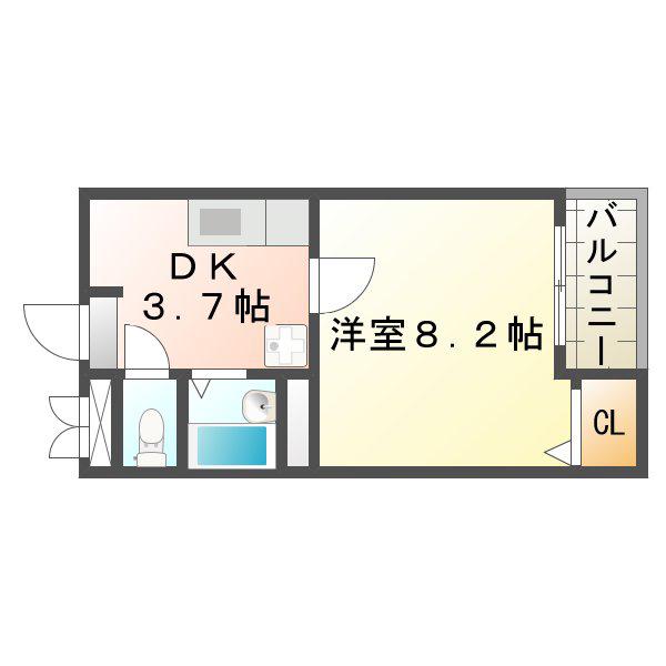 コンフォート宮本町(1K/2階)の間取り写真